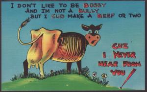 I Don't Like to Be Bossy,Cow,Comic Postcard