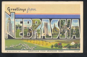 GREETINGS FROM NEBRASLA NEBR. VINTAGE LARGE LETTER LINEN POSTCARD