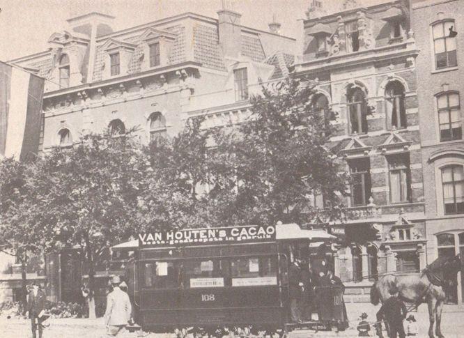 Van Houtons Cocoa Bus Tram Advertising Poster Amsterdam in 1890 Postcard