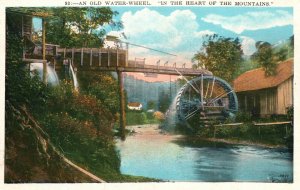 Vintage Postcard 1930s An Old Water Wheel In the Heart of the Mountains NC