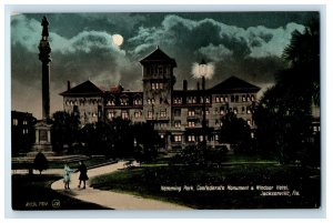 c1910 Confederate Monument Windsor Hotel Hemming Park Jacksonville FL Postcard 