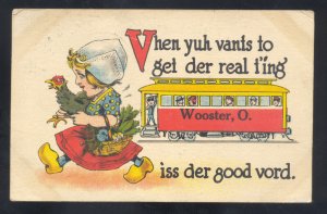 WOOSTER OHIO DUTCH CHILDREN RAILROAD TRAIN 1914 VINTAGE POSTCARD