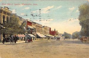 Washington Iowa East Side Of Square Street View Antique Postcard K72783