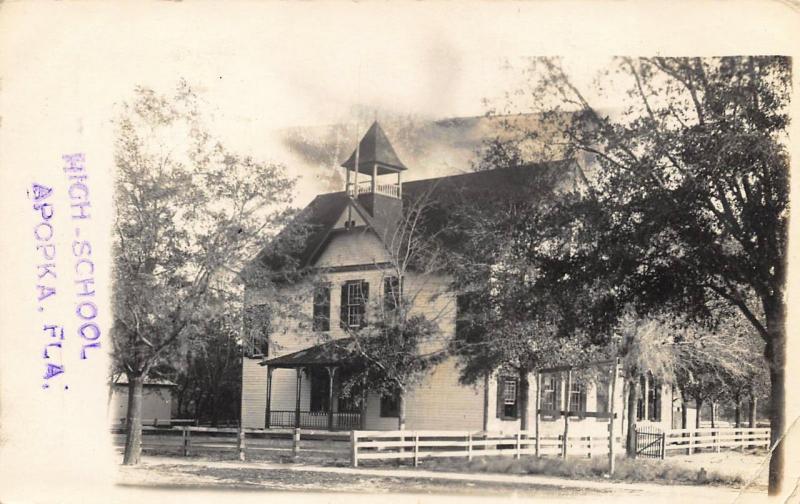 Apopka FL High School in 1915 RPPC Postcard