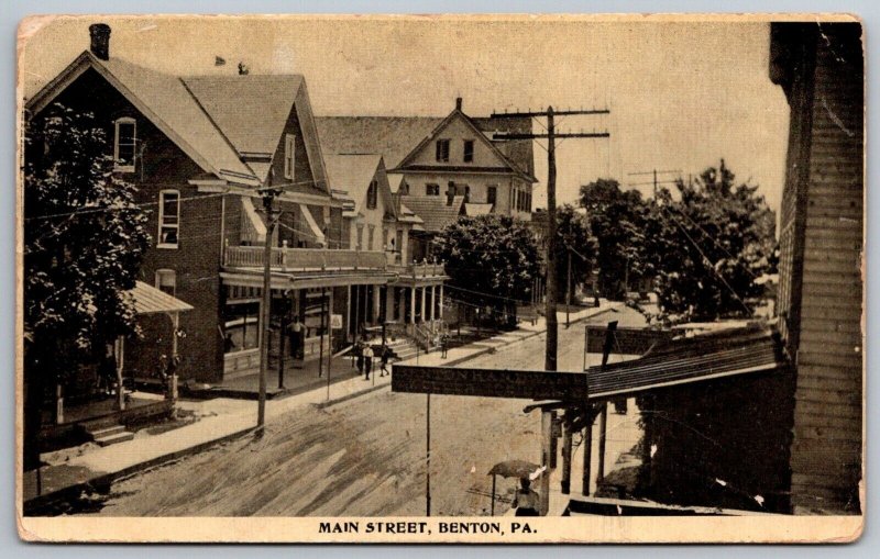 Benton Pennsylvania Postcard Main Street Benton Hardware Keller Conner 1909 UL 