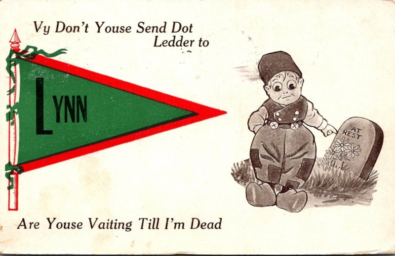 Massachusetts Lynn Vy Don't Youse Send Dot Ledder 1912 Pennant Series