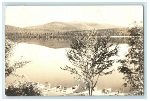 1937 Kennebago Lake From Grant's Camps Maine ME Boats Posted RPPC Photo Postcard 