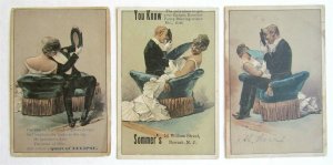 ROMANTIC COUPLE SET OF 3 ANTIQUE VICTORIAN TRADE CARDS