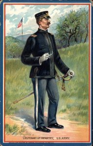 Tuck Educational Series Lieutenant of Infantry U.S. Army c1910 Vintage Postcard