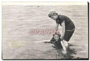 Old Postcard Swimming Lesson