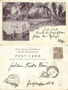 straits, SINGAPORE, Multiview, Raffles Square, North Bridge Road (1901) Stamp