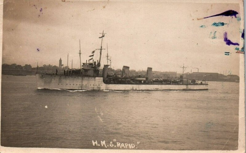 RPPC Photo British Royal Navy WWI HMS Rapid Destroyer c.1910