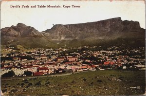 South Africa Devil's Peak and Table Mountain Cape Town Vintage Postcard C038