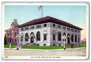 1918 Front View Post Office Fort Collins Colorado CO Antique Postcard