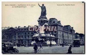 Paris Old Postcard Statue and Place de la Republique