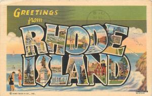 1940s Rhode Island Large Letters Multi View linen Teich postcard 10940