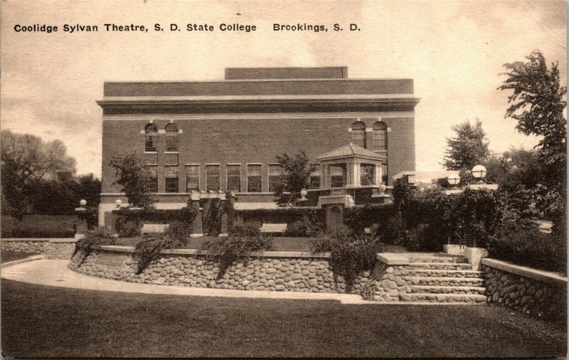 Vtg South Dakota State College Coolidge Sylvan Theater Brookings SD Postcard