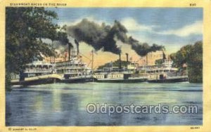 Steamboat Races On The River Ferry Boats, Ship Writing on back light wear, Un...