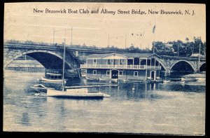 Vintage Postcard 1912 Albany Street Bridge & Boathouse, New Brunswick New Jersey