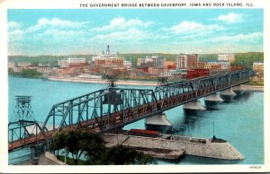 Illinois Rock Iisland The Government Bridge To Davenport Iowa Curteich