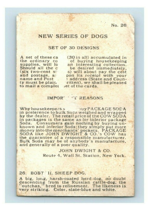 1900s Dwight's Soda New & Champion Dog Series Bobtail Sheep Dog Lot Of 5 P222