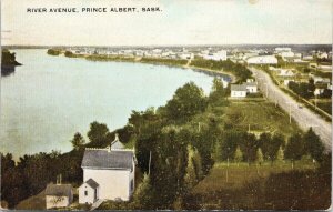 River Avenue Prince Albert SK Saskatchewan Postcard F72