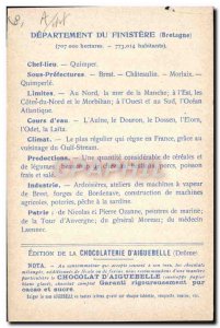 Old Postcard geographical maps of Chocolaterie & # 39Aiguebelle Finistere St ...