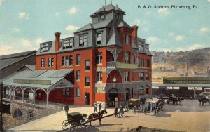 TRAIN DEPOT RAILROAD STATION PITTSBURGH PENNSYLVANIA STAGECOACH POSTCARD c. 1907