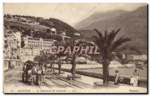 Old Postcard Menton Boulevard Garatan Caleche Horses