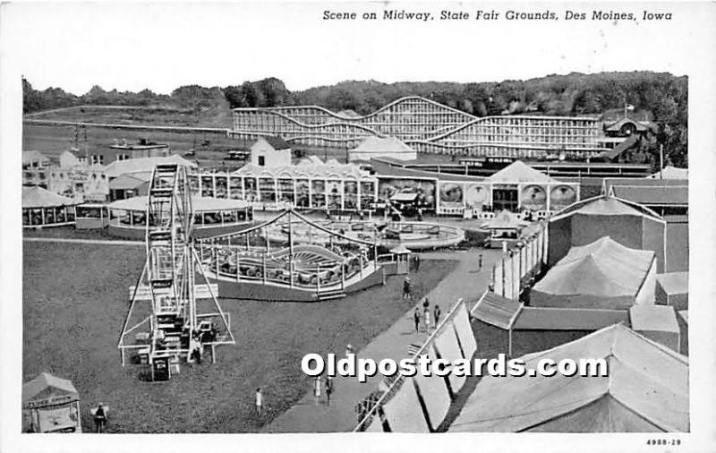 Scene on Midway, State Fair Grounds Des Moines, Iowa, IA, USA Unused 