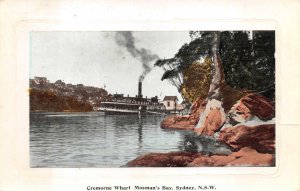 CREMORNE WHARF MOSMAN'S BAY SYDNEY NSW AUSTRALIA SHIP POSTCARD (c. 1910)