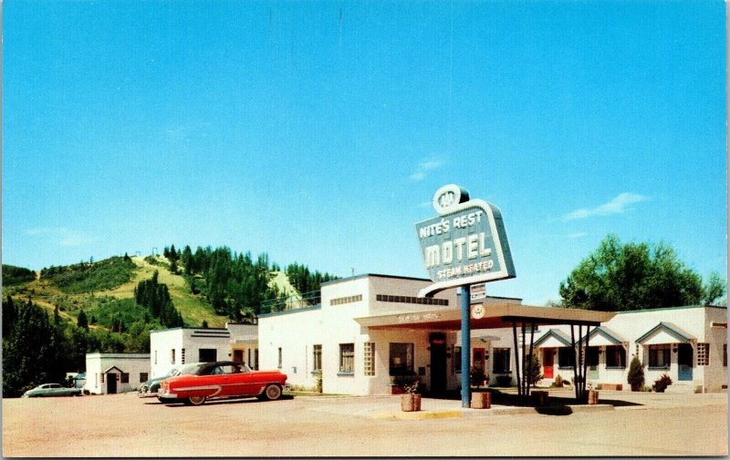 Scenic View Nites Rest Motel Vacationland Steamboat Springs CA Postcard Unused 