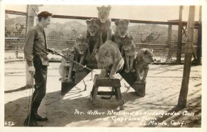 RPPC Postcard Gay's Lion Farm El Monte CA Mr Arthur & His Kindergarden Class 652