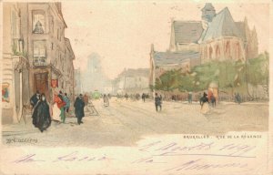 Belgium Bruxelles Rue de la Regence Litho H.Cassiers 03.42