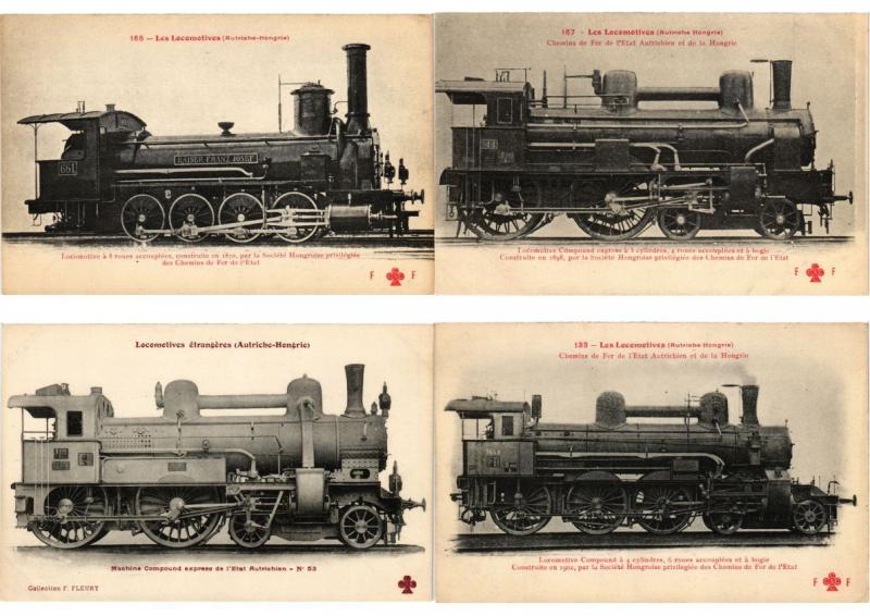 AUSTRIA - HUNGARY, TRAINS, LOCOMOTIVES RAILWAY 42 Vintage Postcards Incl. FLEURY