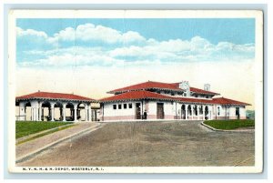 1917 NYNH & H. Depot Westerly, Rhode Island RI Antique Posted Postcard