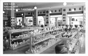 Postcard RPPC Mexico Tlaque Paque Interior pottery shop 23-4687