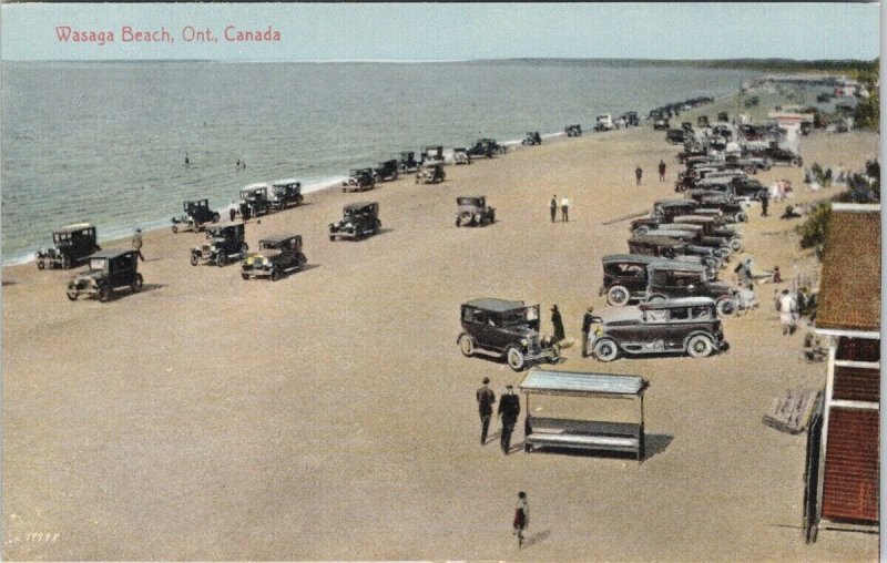 Wasaga Beach Ontario ON Old Cars Unused NB West Postcard F35