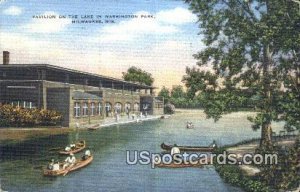Pavilion, Lake in Washington Park - MIlwaukee, Wisconsin WI Postcard