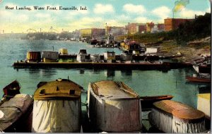 Boat Landing, Water Front, Evansville IN Vintage Postcard K62
