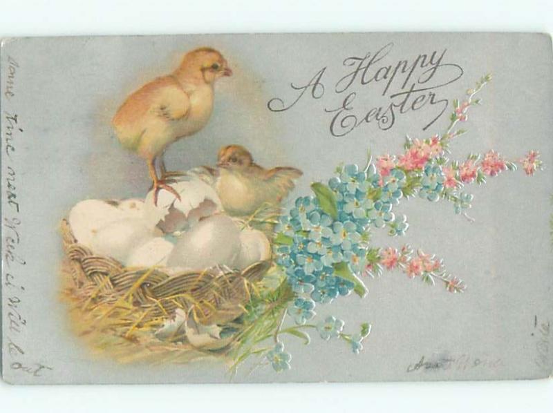 Divided-Back EASTER CHICK SCENE Cute Postcard AA0827