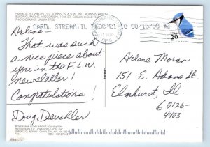 RACINE, WI ~ Column Load Test FRANK LLOYD WRIGHT 1998 *Repro* 4x6 Postcard