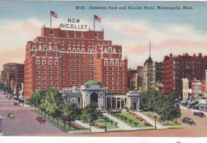 Minnesota Minneapolis Gateway Park and Nicollet Hotel Curteich