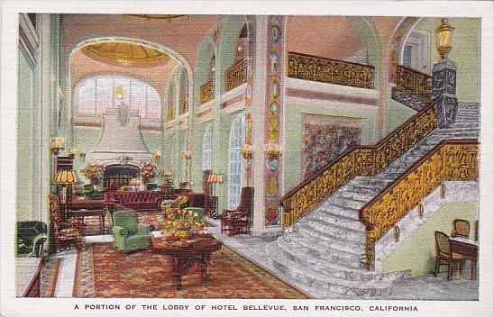 Interior Portion Of The Lobby Of Hotel Bellevue San Francisco California