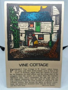 Vine Cottage Looe Cornwall Vintage Folklore Story Postcard