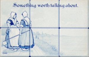 Something Worth Talking About Dutch Women Farming H660 Postcard G69