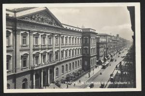 University & Umberto I Street Naples RPPC ITALY Unused c1920s