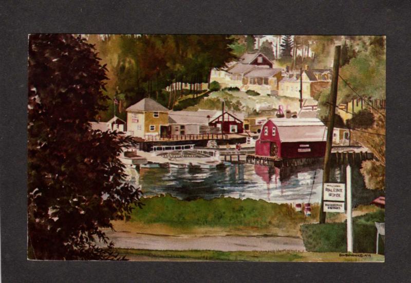 ME Mackerel Cove Bailey Island Maine Artist Signed Postcard Watercolor Painting