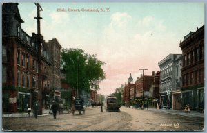 CORTLAND NY MAIN STREET ANTIQUE POSTCARD