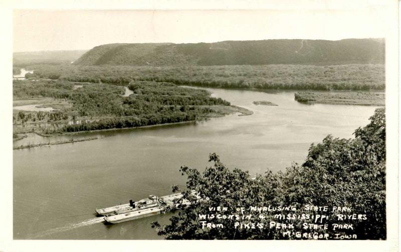 IA - MeGregor. Wyalusing State Park, WI from Pike's Peak State Park  *RPPC